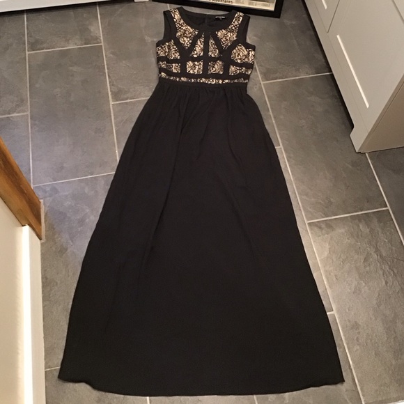 Gianni Bini Avery Lace Evening Dress Formal Sleeveless Maxi Long Black Gown SZ 4 - Picture 10 of 13